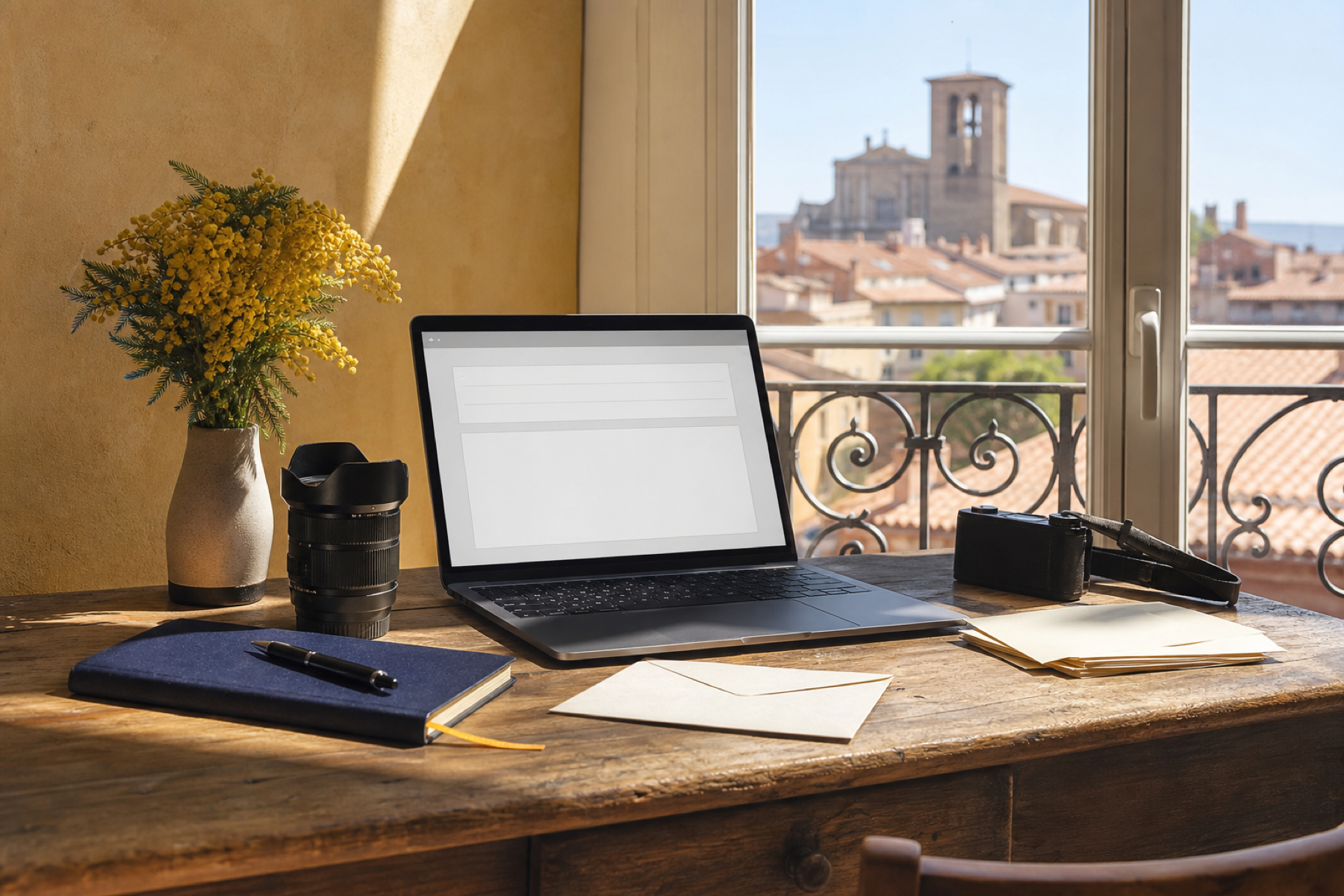 Image illustrative d’un bureau préparé pour rédiger un brief photo